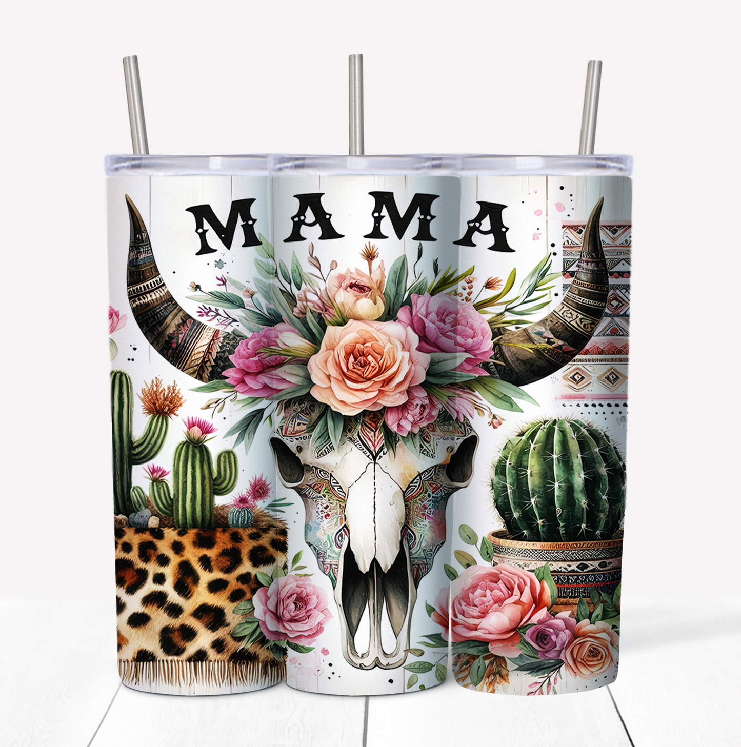 Mama Aztec Skinny Tumbler w/Sliding Lid and Straw
