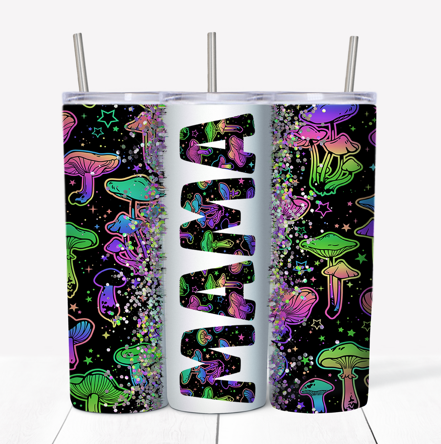 Mama Mushroom Skinny Tumbler w/Sliding Lid and Straw