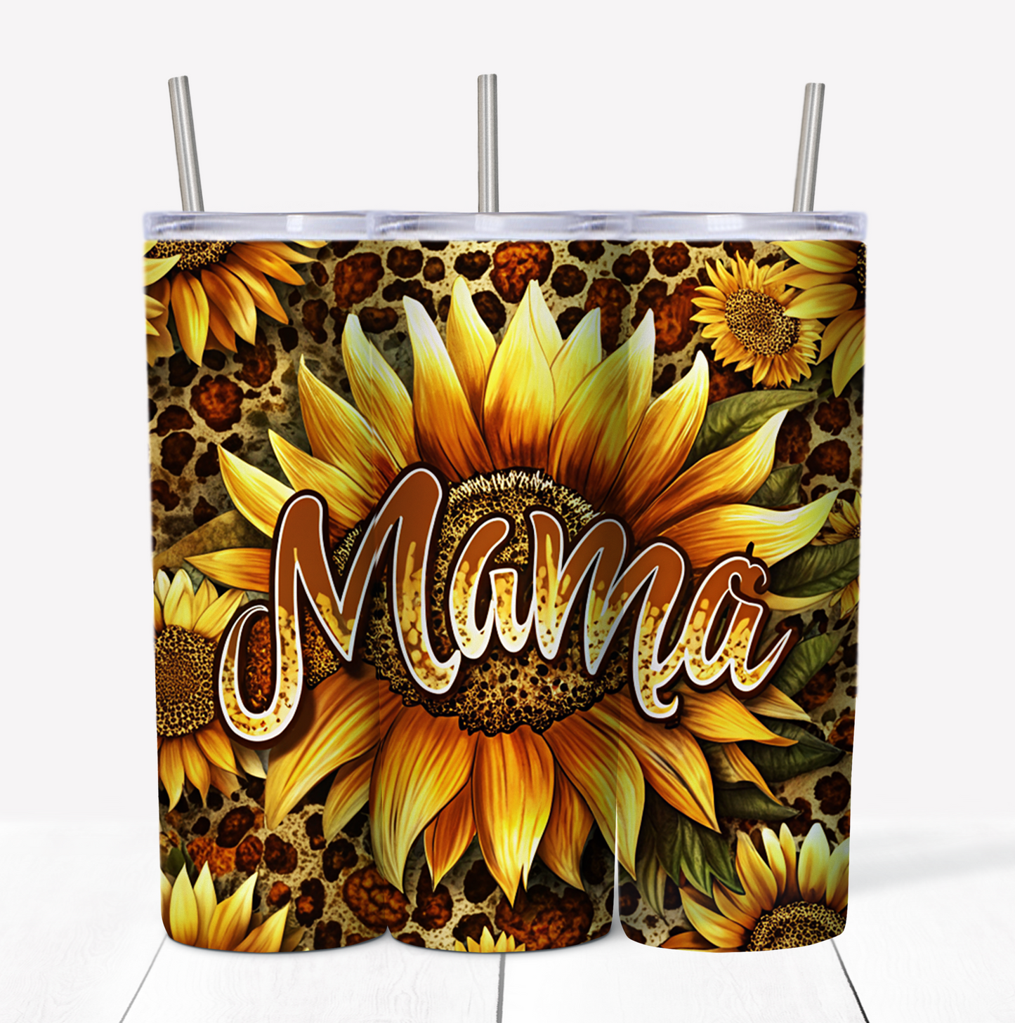 Mama Sunflower 1 Skinny Tumbler w/Sliding Lid and Straw