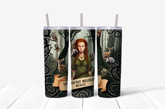 Steadfast Wildlife Rescue Fundraiser Skinny Tumbler w/Sliding Lid and Straw - 20 Oz