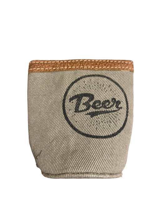 Myra Bag Canvas Leather Can Cooler Drink Holder- BEER