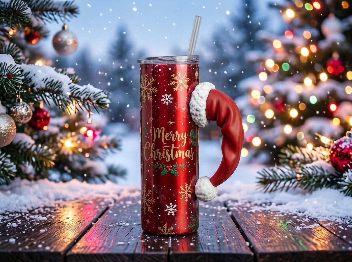 Santa Hat Tumbler Handle 3D Printing STL – Digital Download