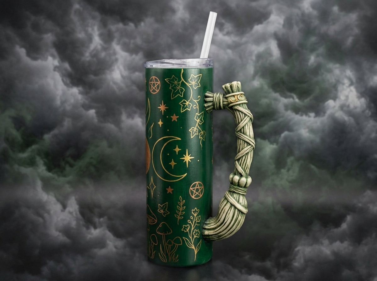 Witch Broom V2 Tumbler Handle 3D Printing STL – Digital Download