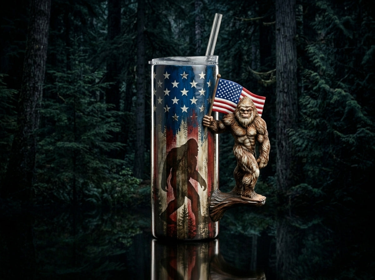 Patriotic Bigfoot Tumbler Handle 3D Printing STL – Digital Download