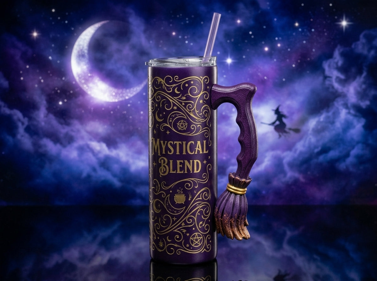 Witch Broom V1 Tumbler Handle 3D Printing STL – Digital Download