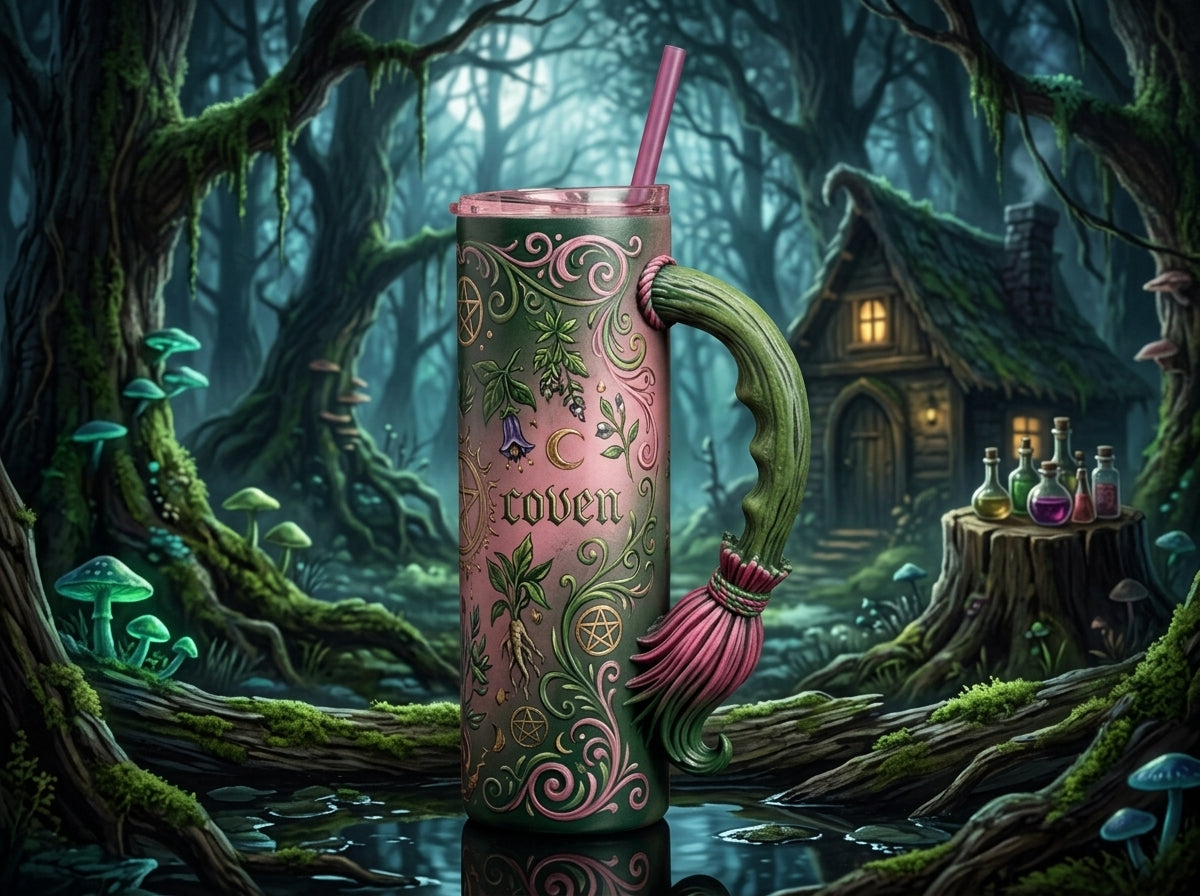 Witch Broom V3 Tumbler Handle 3D Printing STL – Digital Download
