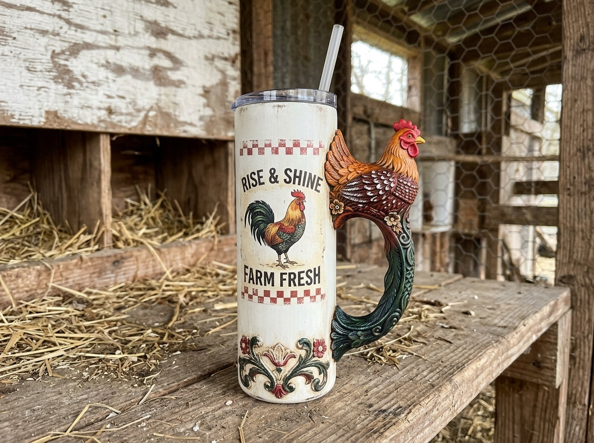 Farmhouse Chicken Tumbler Handle 3D Printing STL – Digital Download