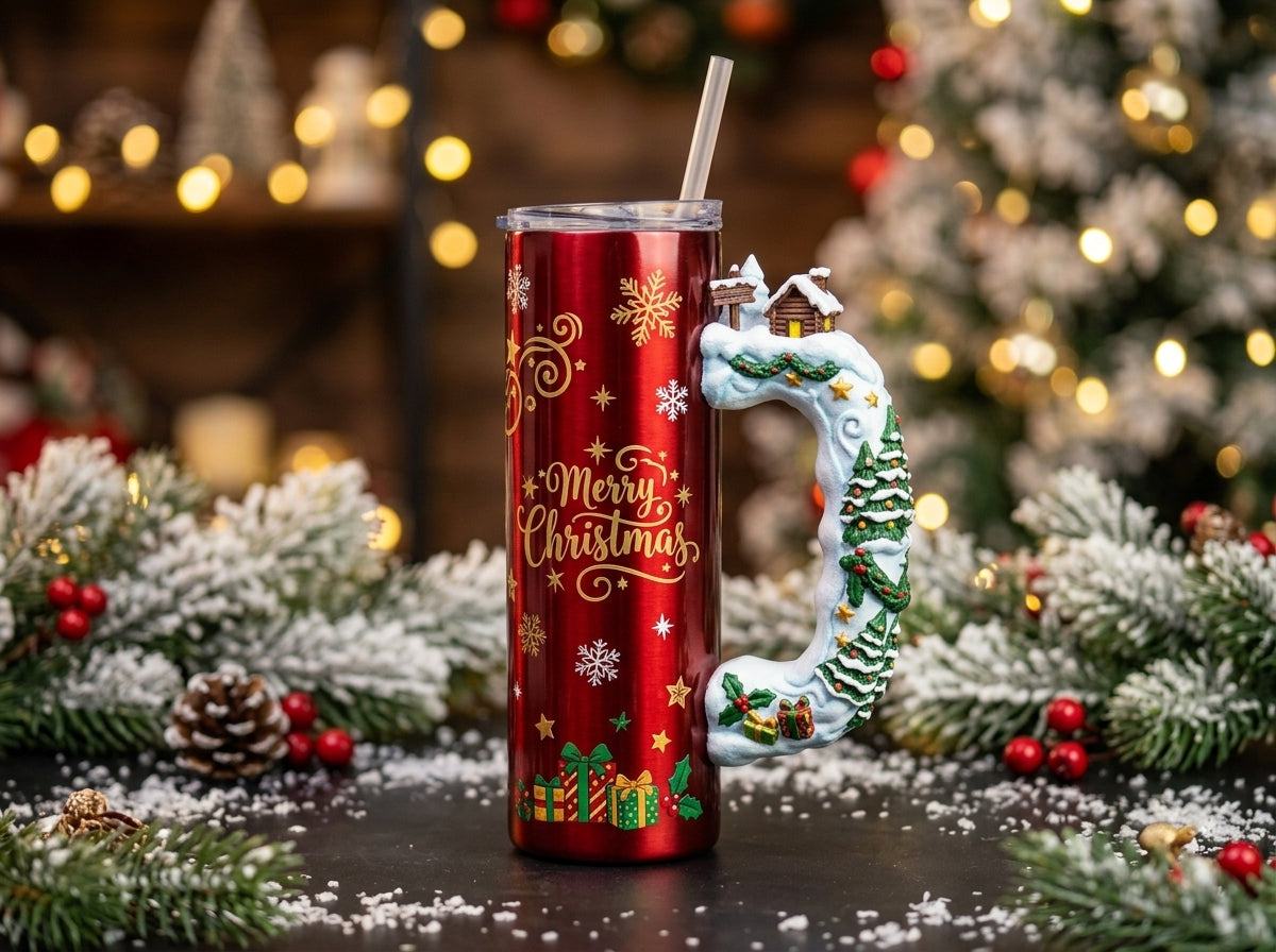 Christmas Cabin Tumbler Handle 3D Printing STL – Digital Download