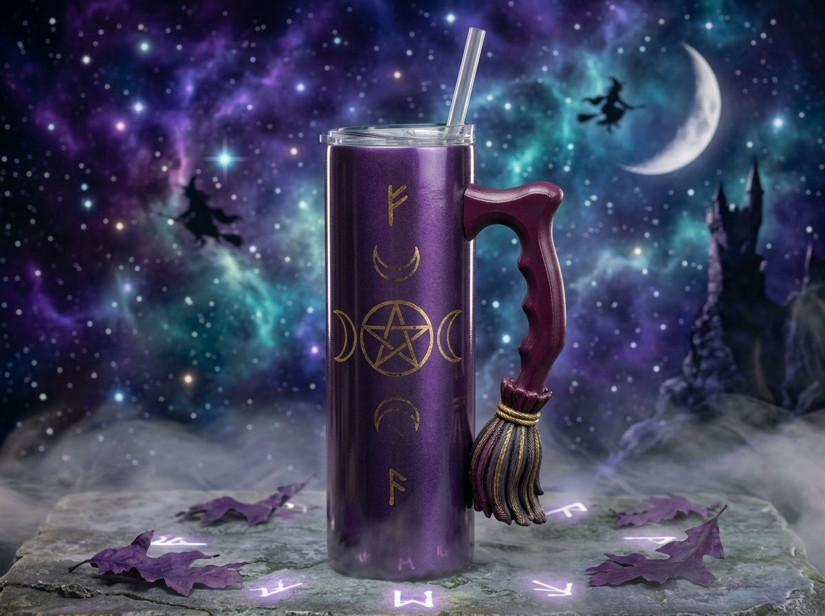 Witch Broom V1 Tumbler Handle 3D Printing STL – Digital Download