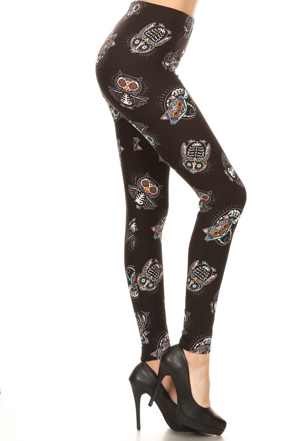 ONE SIZE SKELETON ANIMAL Print Brushed Leggings