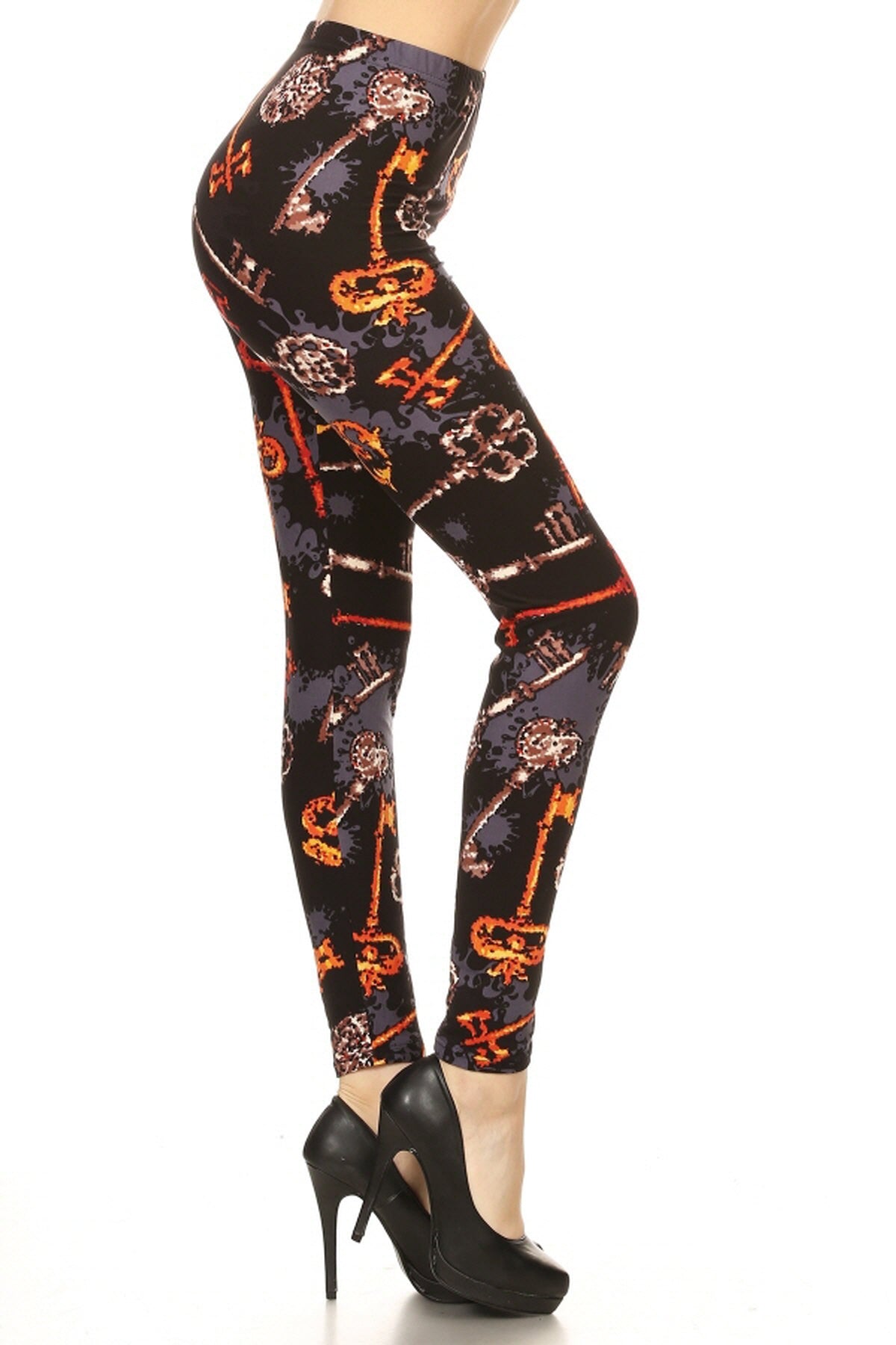 ONE SIZE SKELETON KEY Print Brushed Leggings