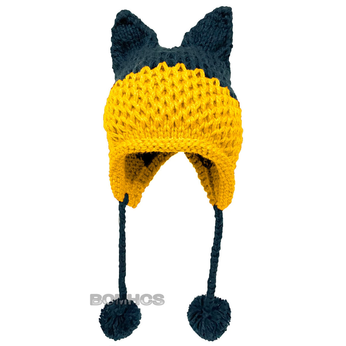 BomHCS Cute Fox Ears Beanie Winter Warm 100% Handmade Knit Hat