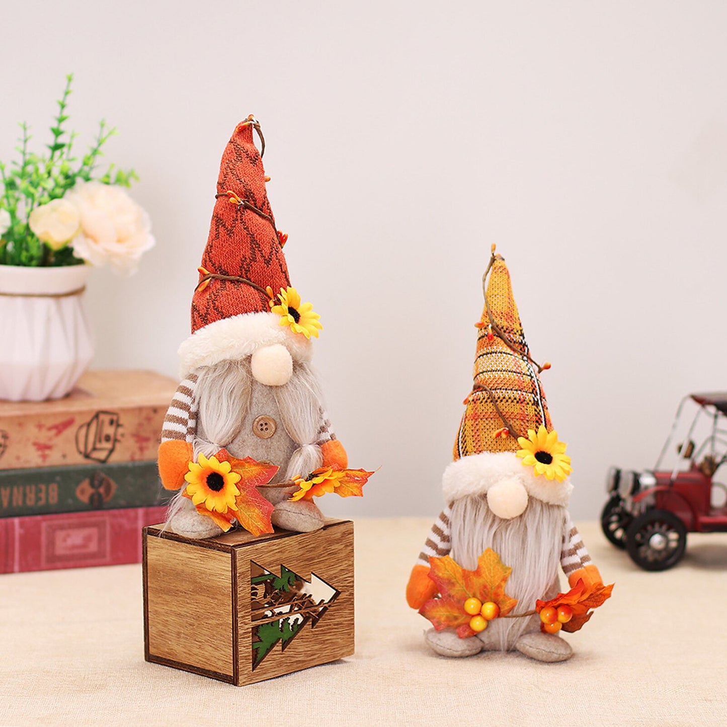 Fall Harvest Gnome Handmade Sunflower Autumn Halloween Decor Plush Felt