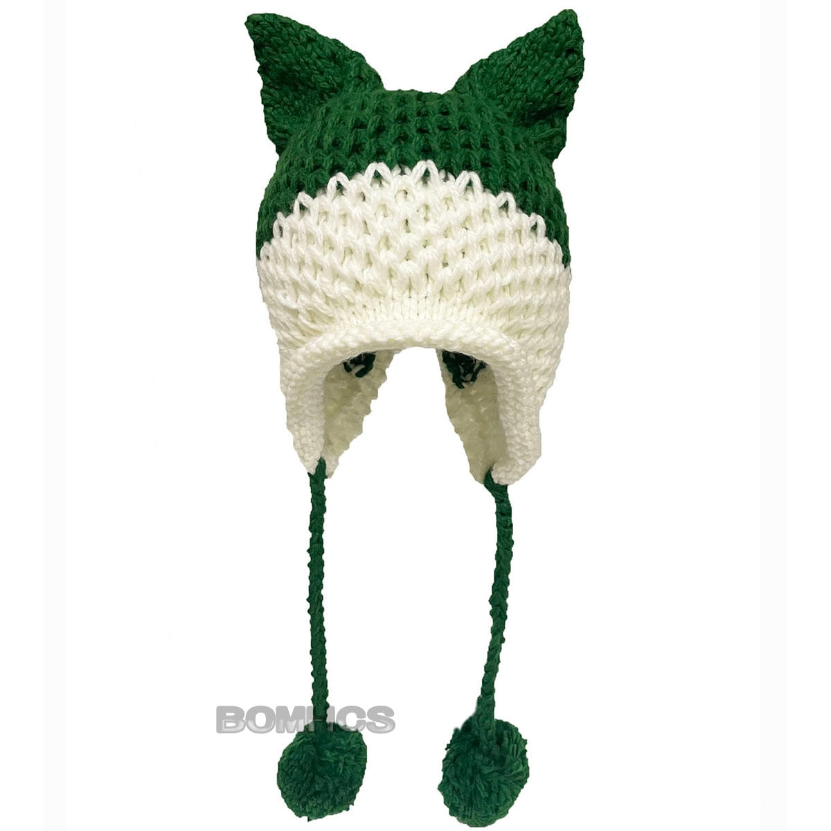 BomHCS Cute Fox Ears Beanie Winter Warm 100% Handmade Knit Hat