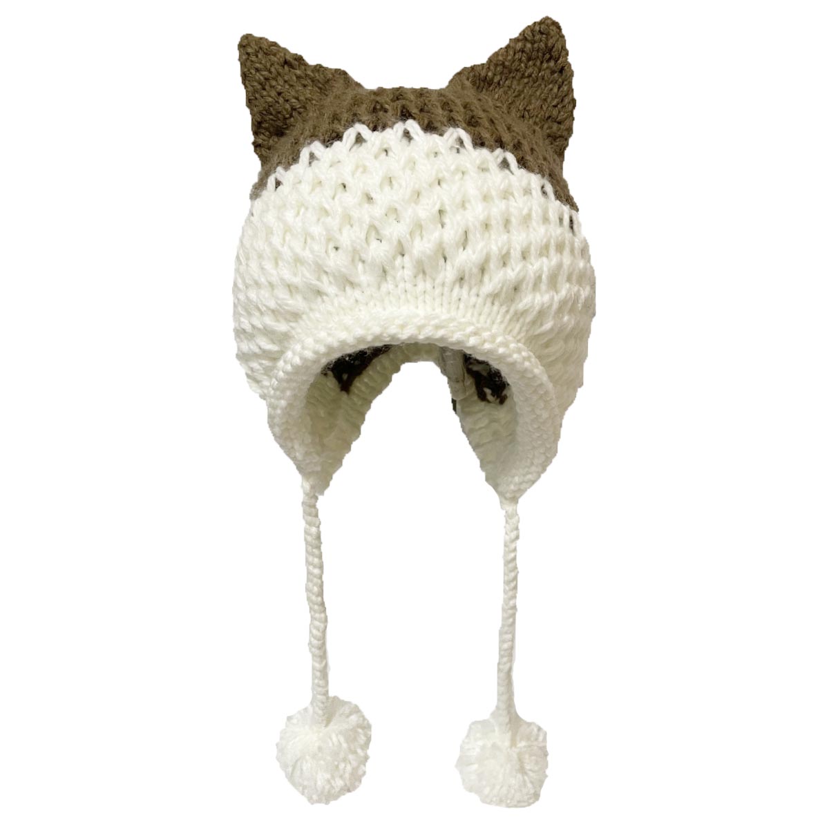 BomHCS Cute Fox Ears Beanie Winter Warm 100% Handmade Knit Hat