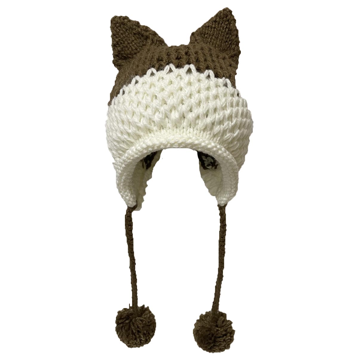 BomHCS Cute Fox Ears Beanie Winter Warm 100% Handmade Knit Hat