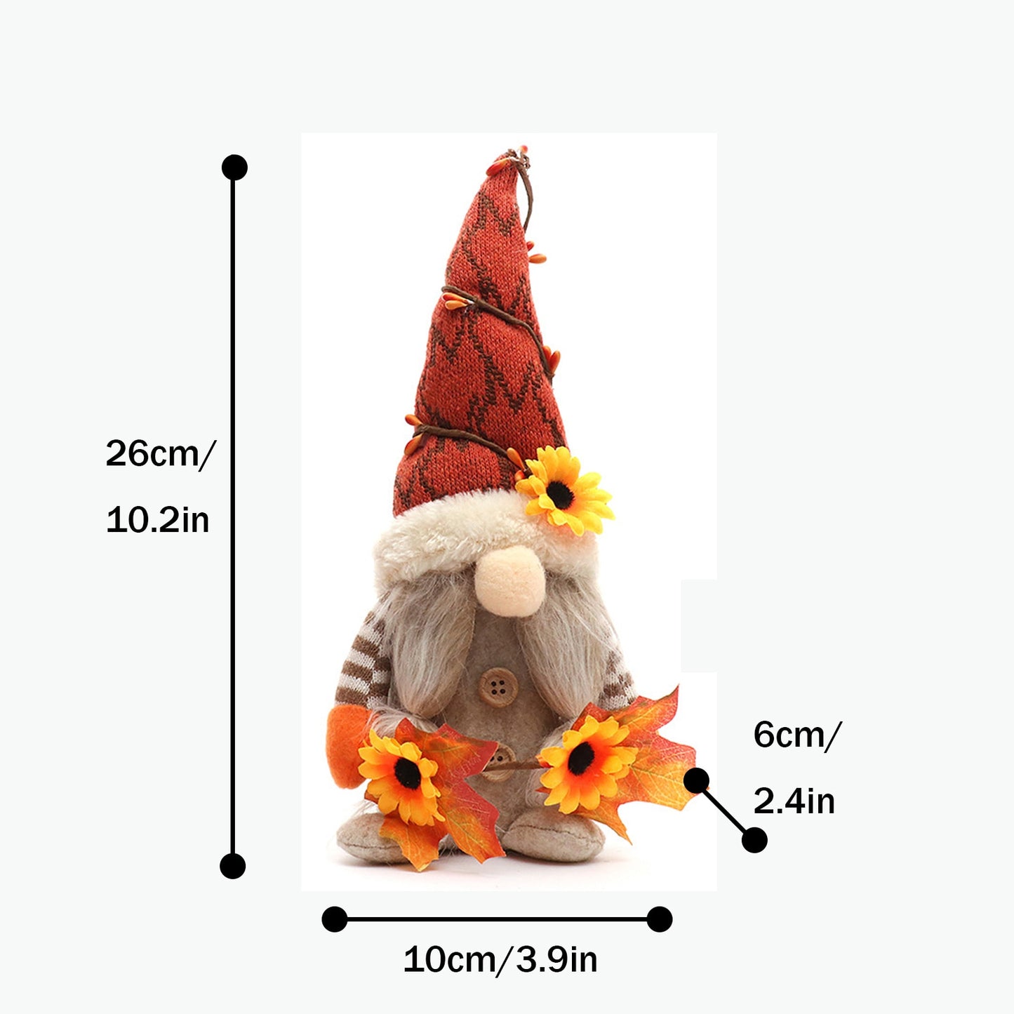 Fall Harvest Gnome Handmade Sunflower Autumn Halloween Decor Plush Felt