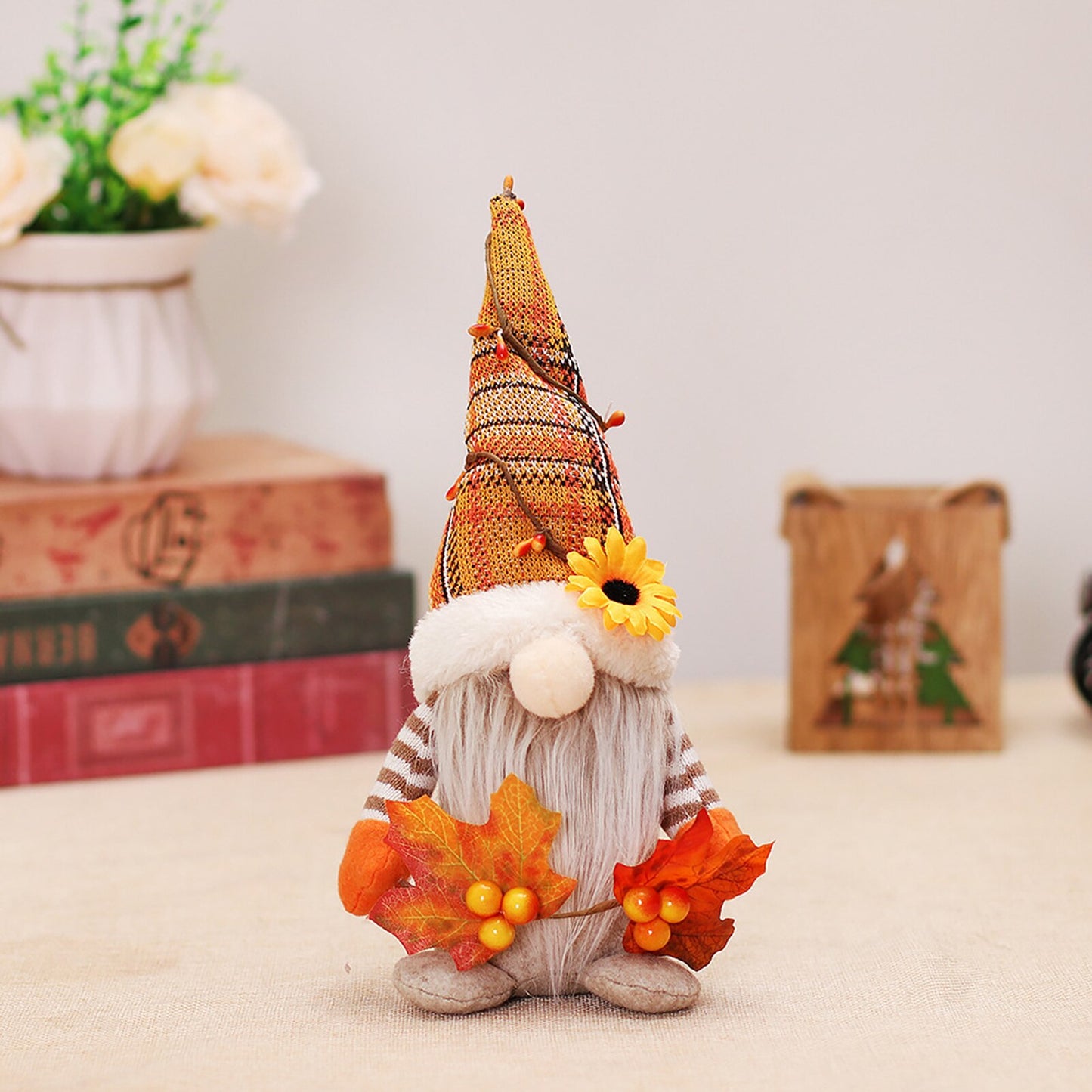 Fall Harvest Gnome Handmade Sunflower Autumn Halloween Decor Plush Felt