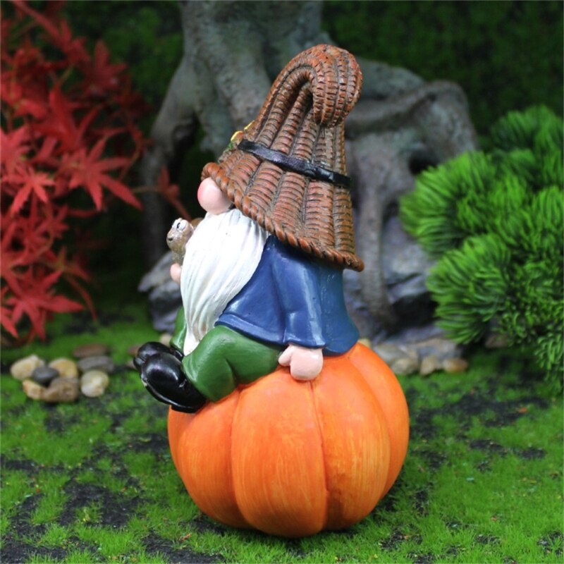 Fall Garden Pumpkin Gnome Statue Resin Outside / Inside