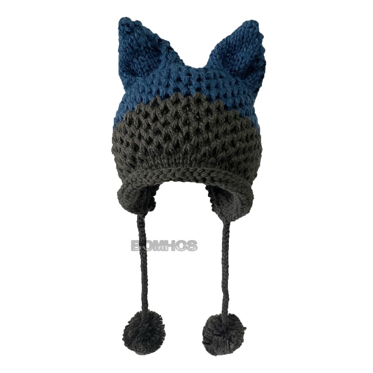 BomHCS Cute Fox Ears Beanie Winter Warm 100% Handmade Knit Hat