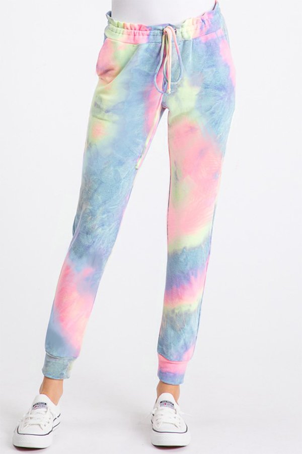 TIE DYE PRINT JOGGER CASUAL PANTS WITH WAIST BAND AND SIDE POCKET