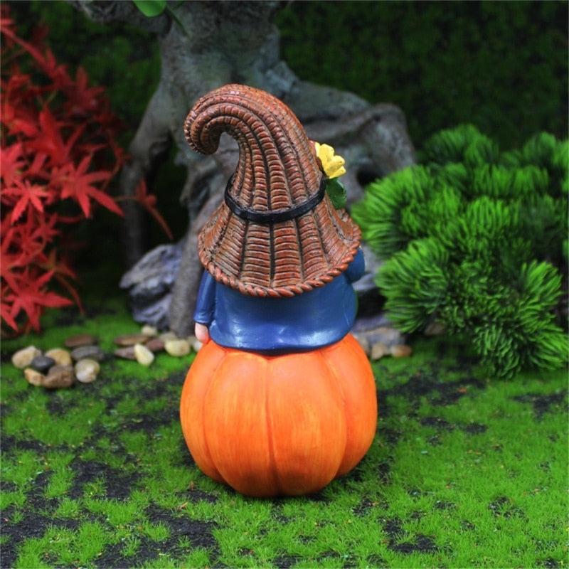 Fall Garden Pumpkin Gnome Statue Resin Outside / Inside