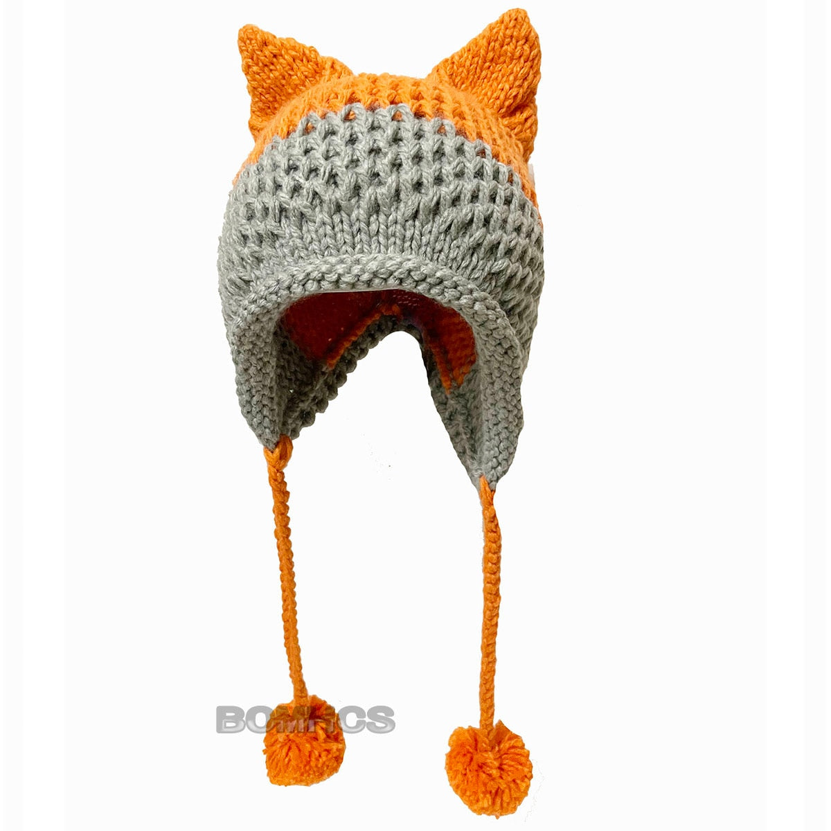 BomHCS Cute Fox Ears Beanie Winter Warm 100% Handmade Knit Hat