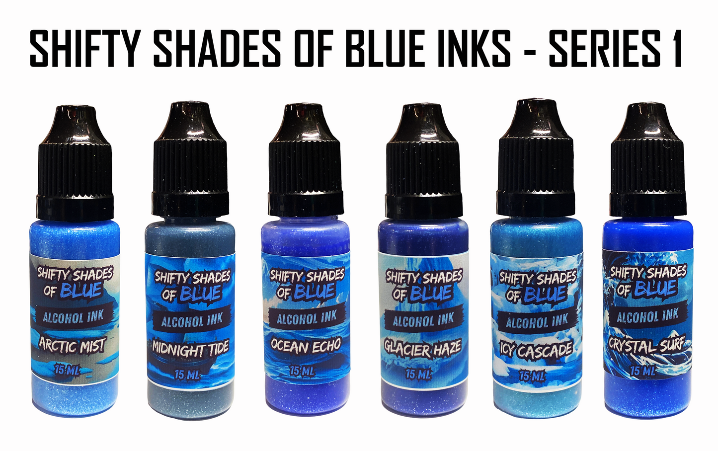 Mishy Lee Alcohol Inks - Shifty Shades of Blue Series Inks - 15mL