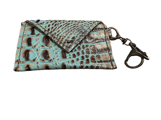 Sierra Credit Card Wallet-Turquoise Gator