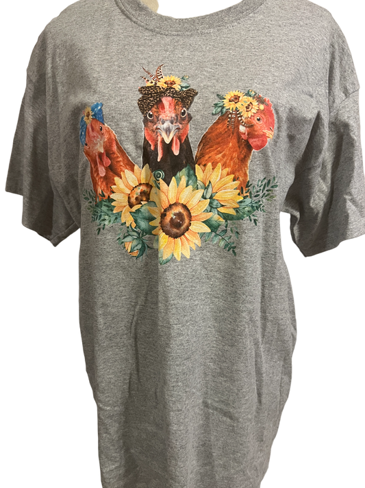 SHORT SLEEVE TRIPE CHICKEN TOP