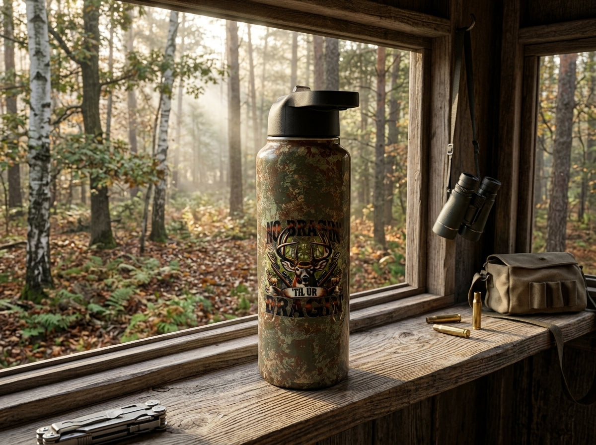 Custom Painted Camo No Braggin Stainless 40 Hydro Duo Bottle - Dual Lids Included