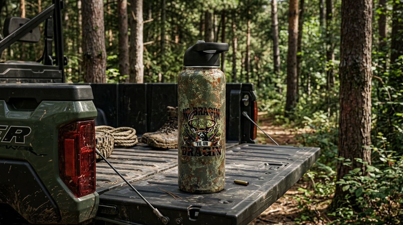 Custom Painted Camo No Braggin Stainless 40 Hydro Duo Bottle - Dual Lids Included