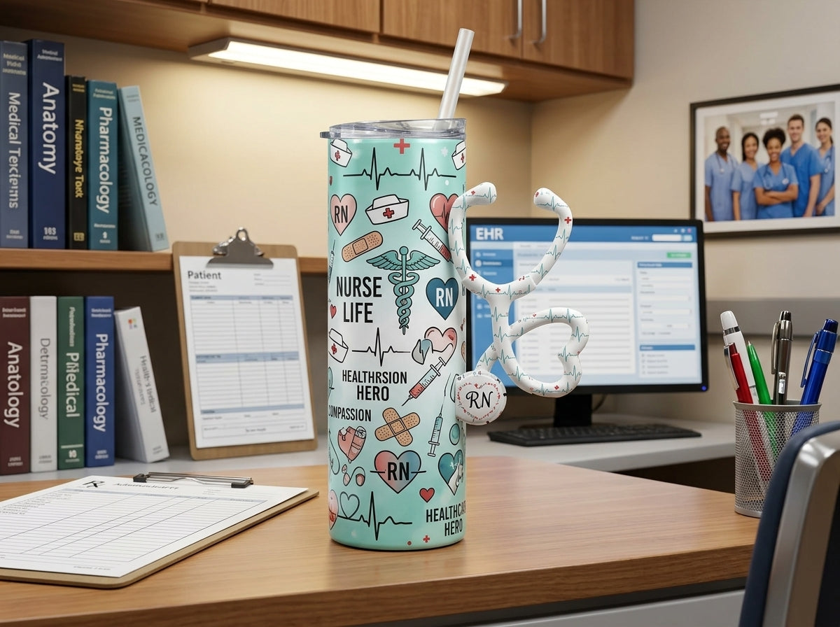 Nurse Stethoscope Tumbler Handle 3D Printing STL – Digital Download