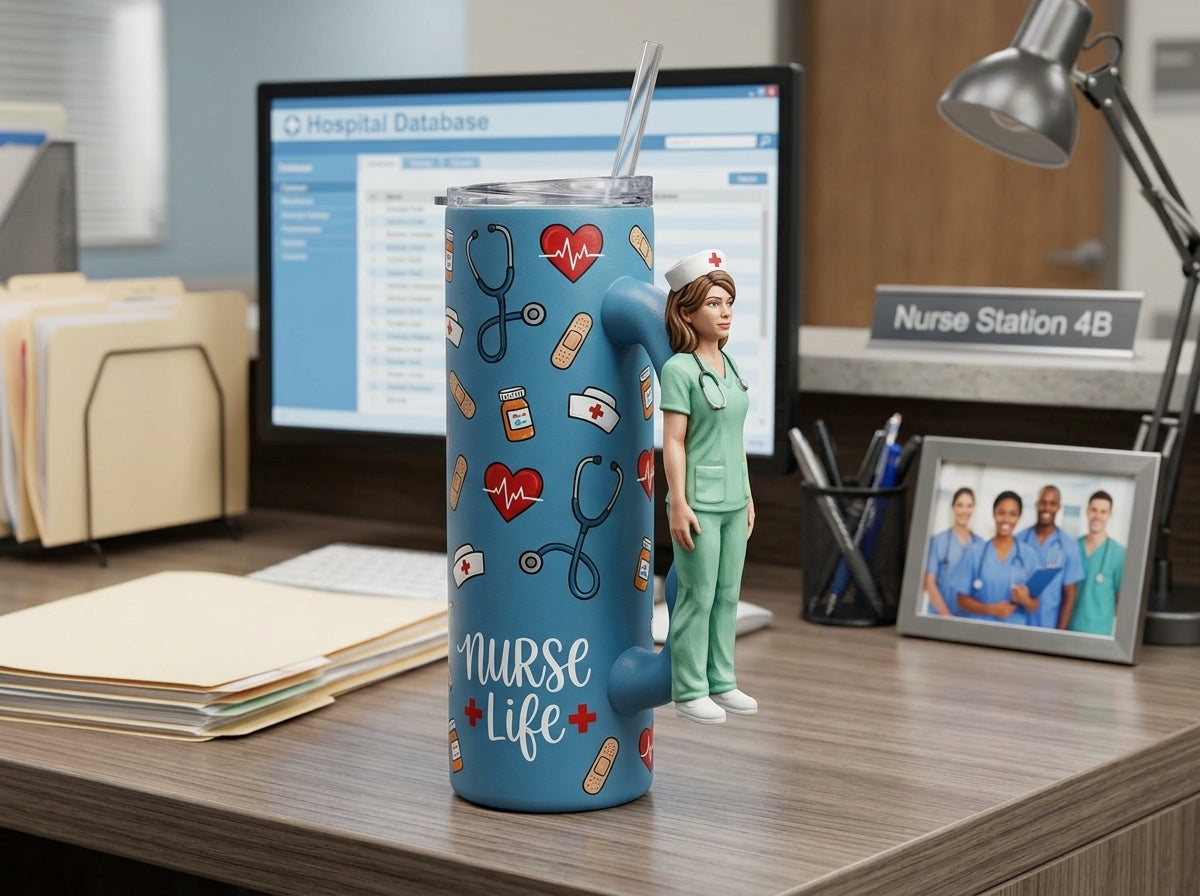 Standing Nurse Tumbler Handle 3D Printing STL – Digital Download