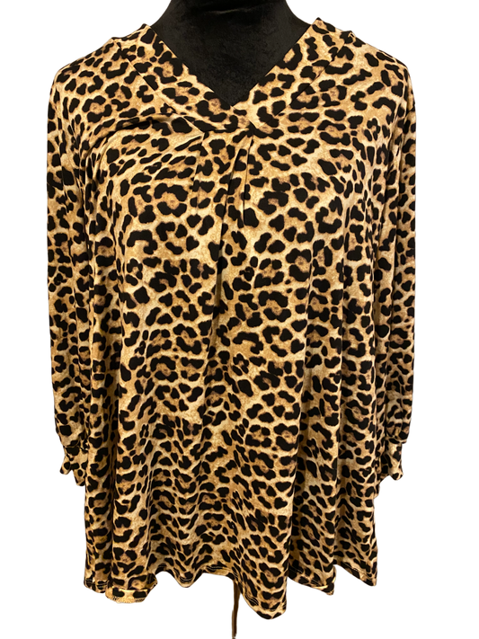 BROWN CHEETAH LONG SLEEVE TOP