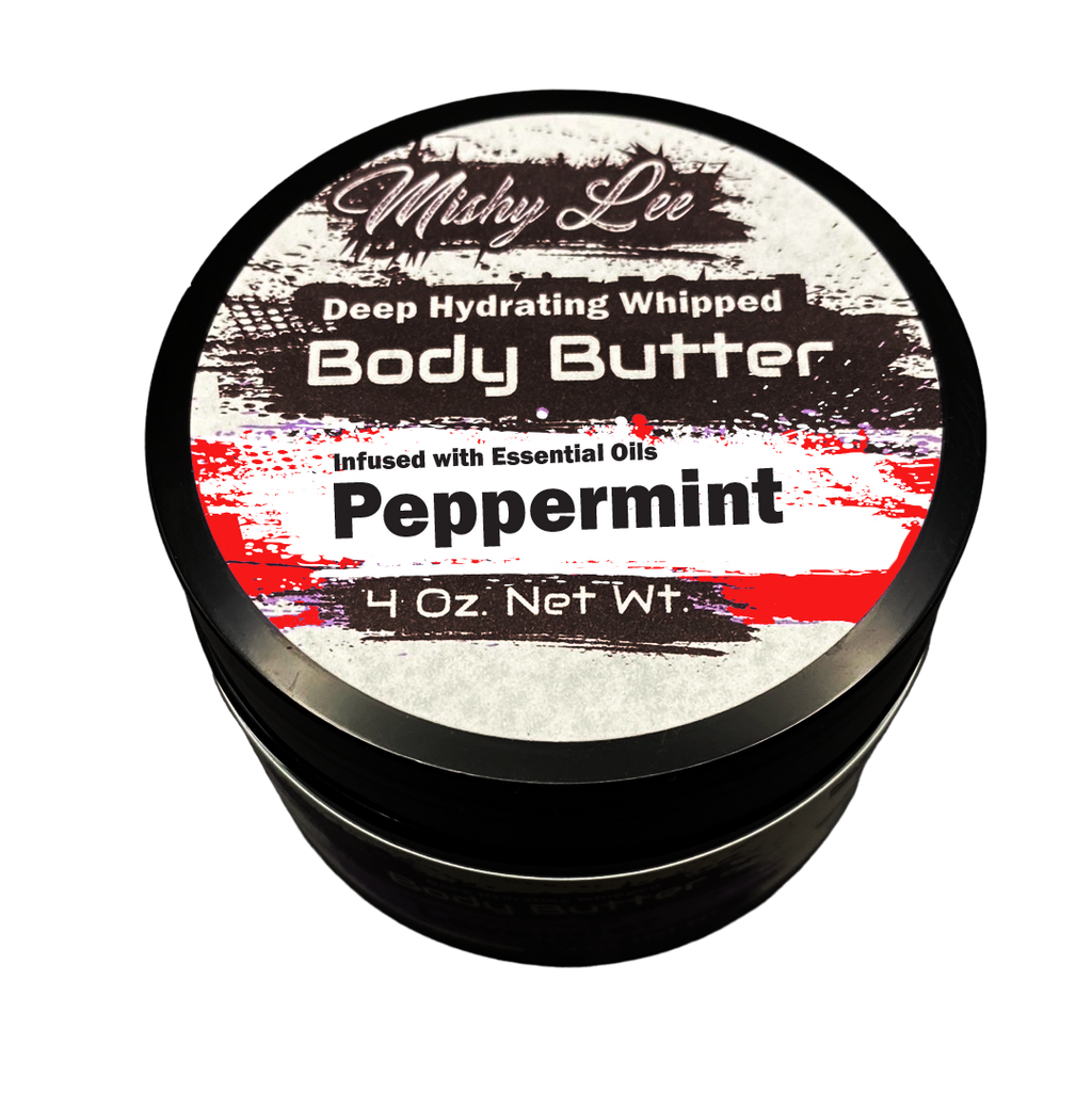 Peppermint 4 Oz - Mishy Lee Deep Hydrating Whipped Body Butter w/Essential Oils