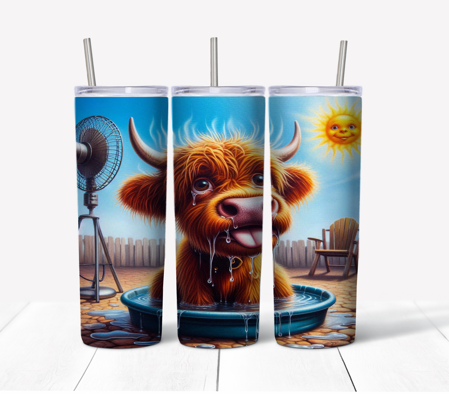 Hot Cow Skinny Tumbler w/Sliding Lid and Straw- 20 Oz