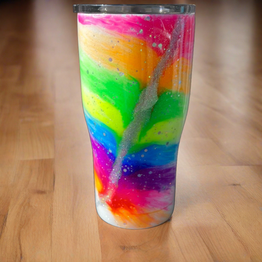 Custom Painted Neon Feather Stainless Classic Gradual Tumbler - 20 Oz