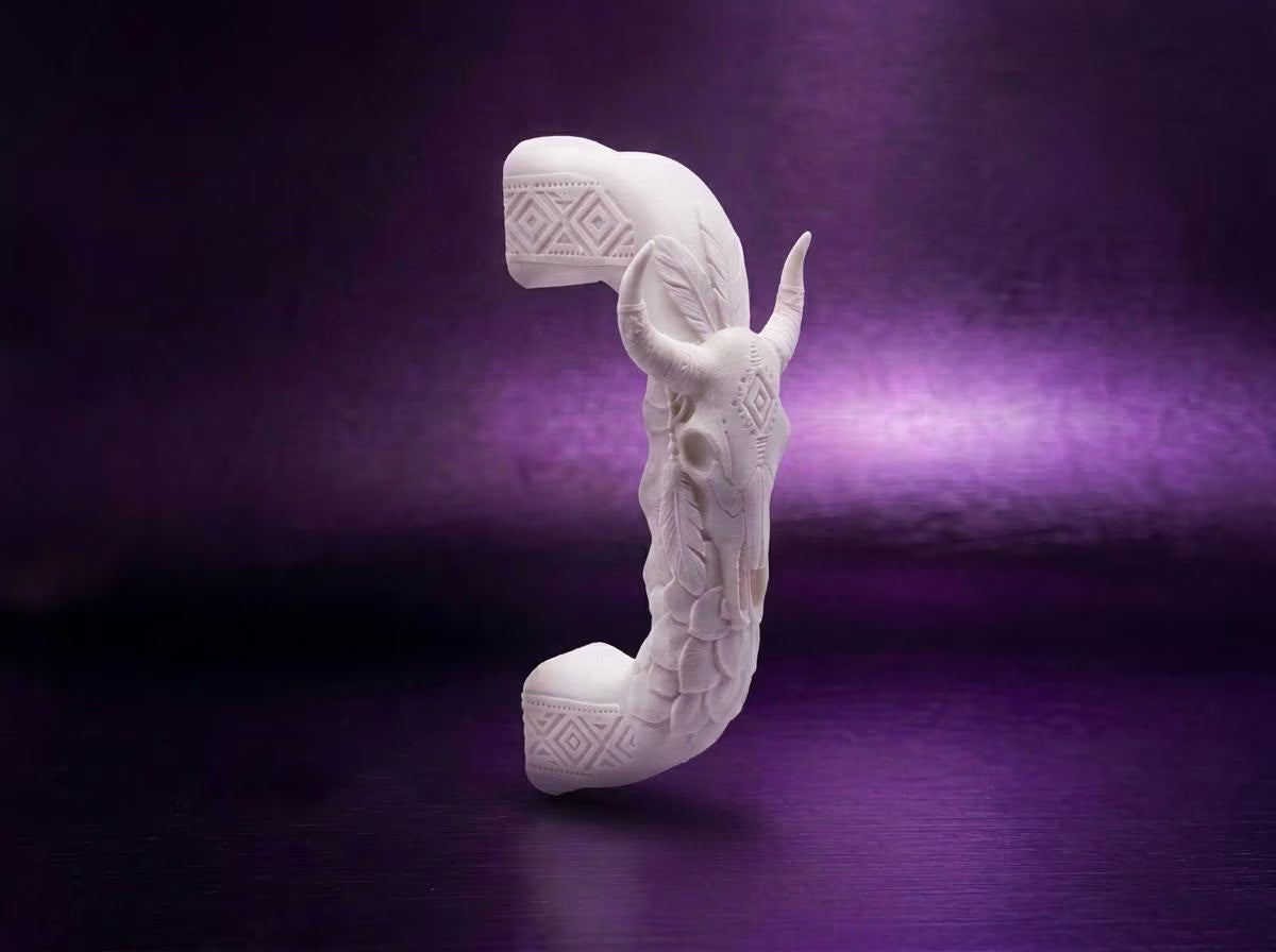 Aztec Bull Skull Tumbler Handle 3D Printing STL – Digital Download