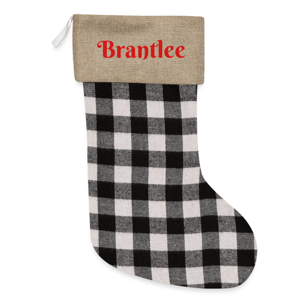 Plaid Christmas Stocking - white/black