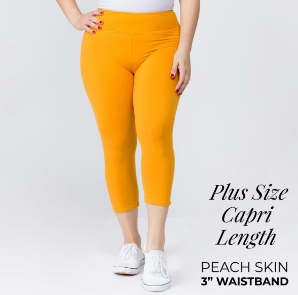 YOGA BAND SOLID COLOR PEACH SKIN Capri LEGGINGS