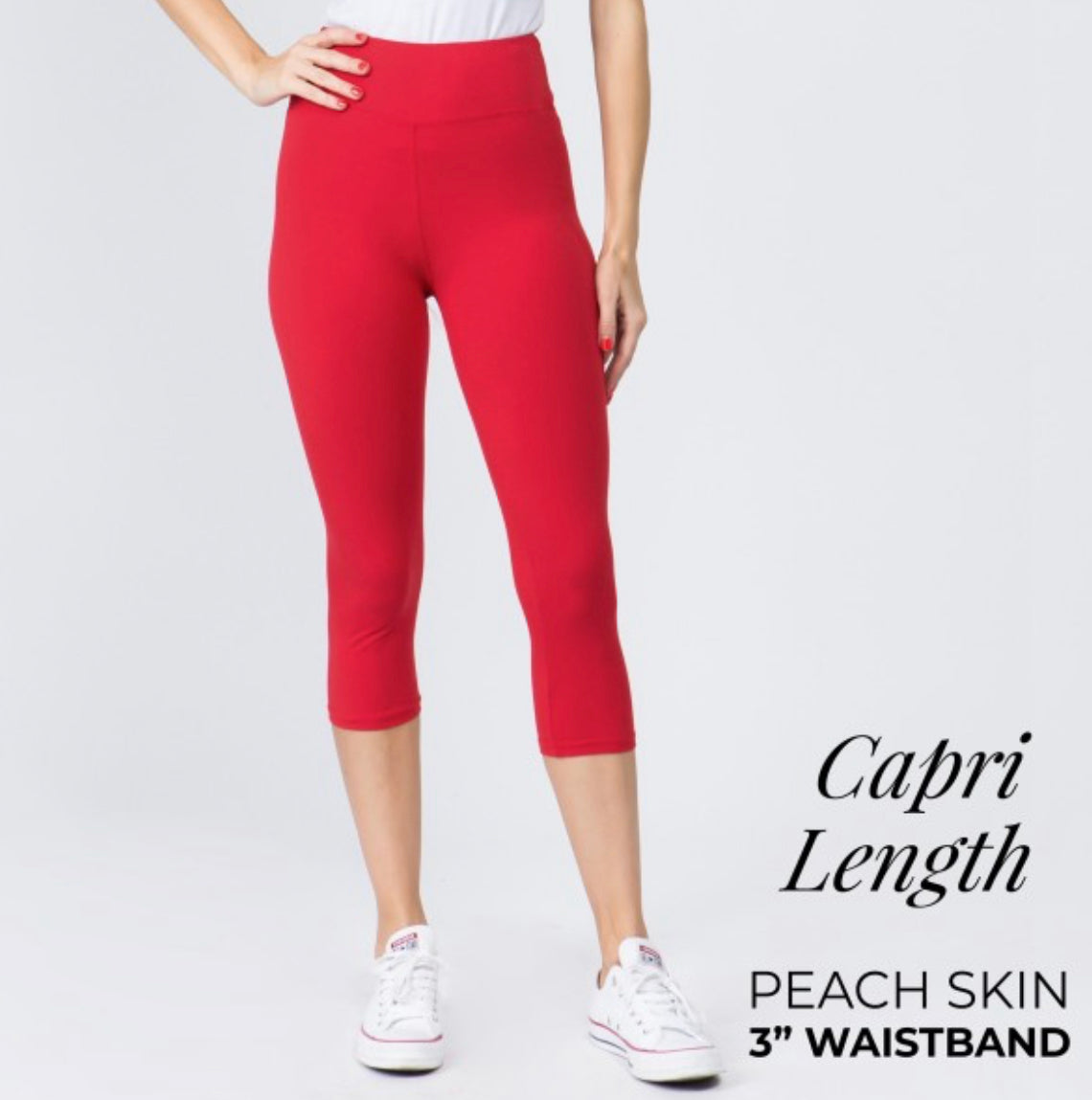 YOGA BAND SOLID COLOR PEACH SKIN Capri LEGGINGS