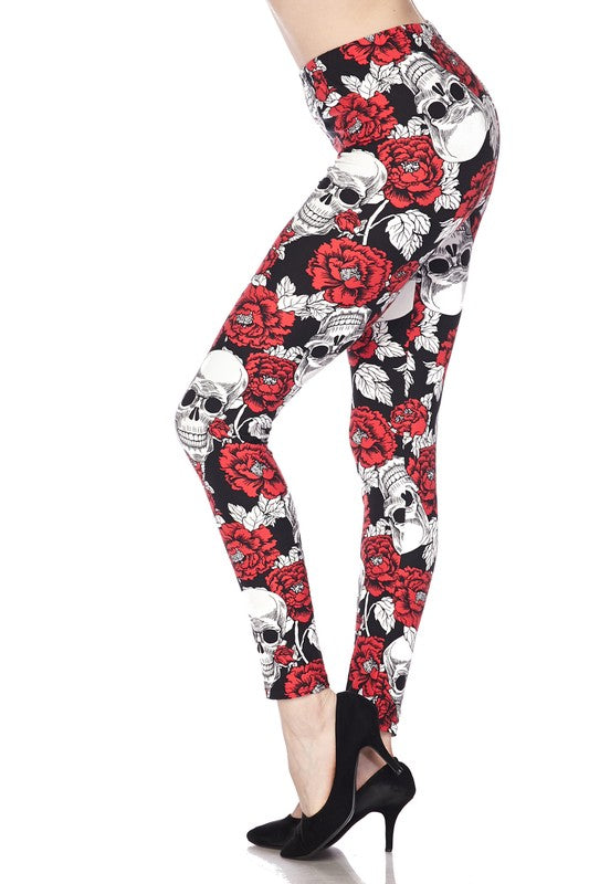 ONE SIZE Day of the Dead Print Brushed Leggings