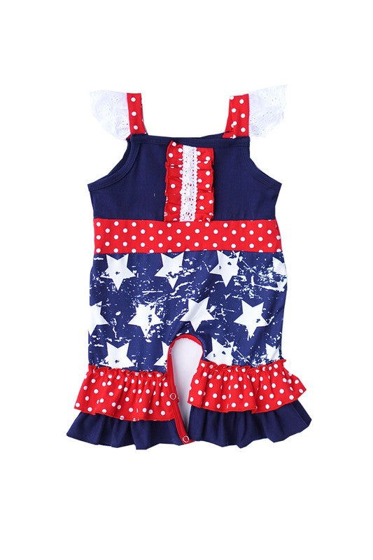 Patriotic navy star baby romper