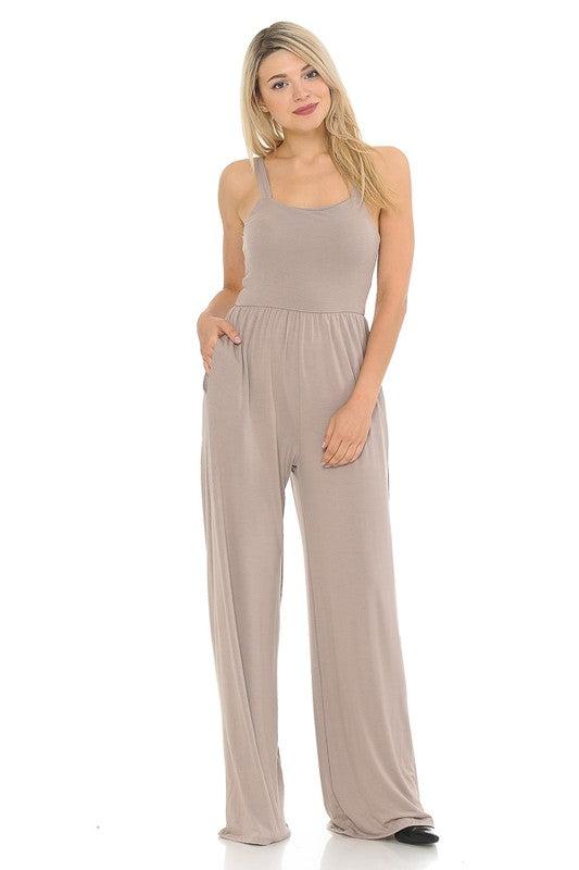 SOLID JUMPSUIT WITH POCKETS