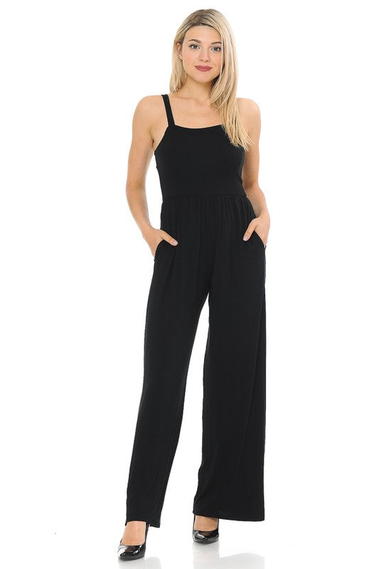 SOLID JUMPSUIT WITH POCKETS