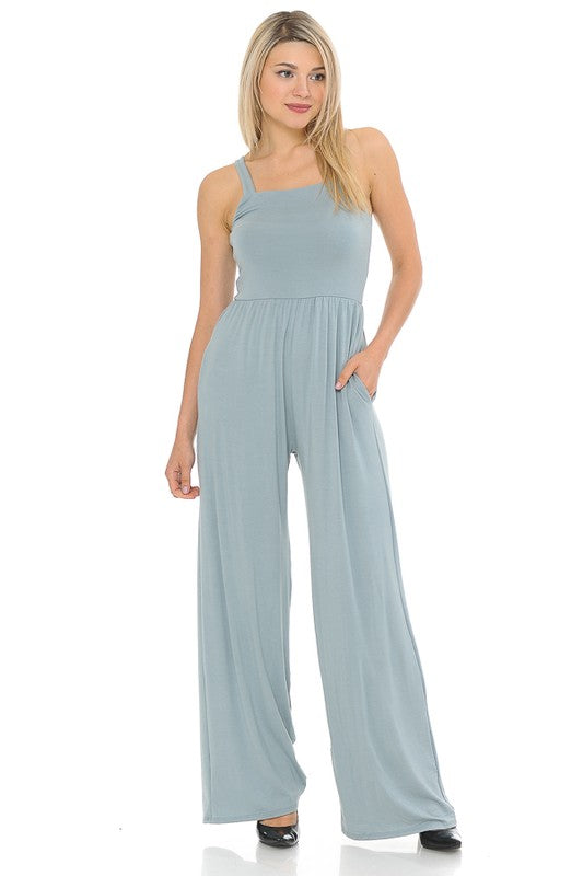 SOLID JUMPSUIT WITH POCKETS