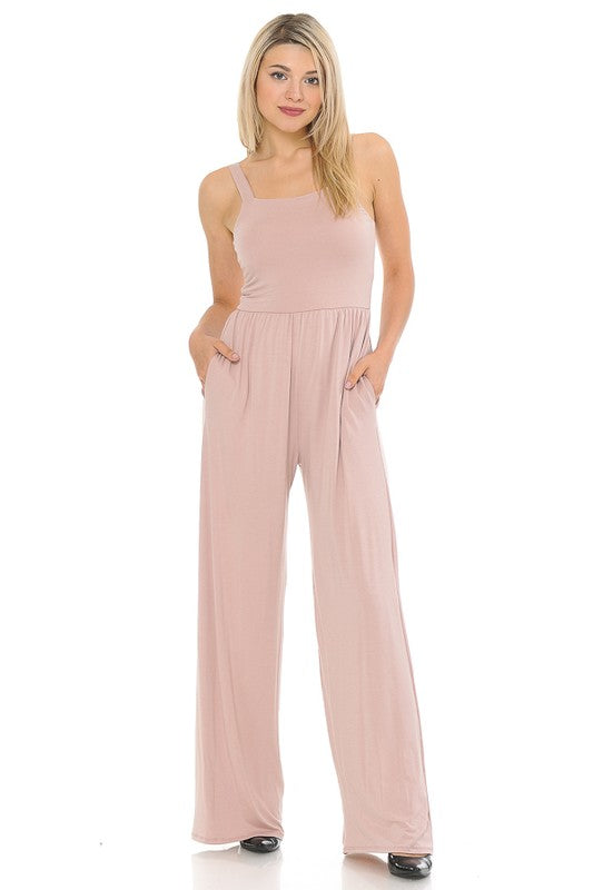 SOLID JUMPSUIT WITH POCKETS