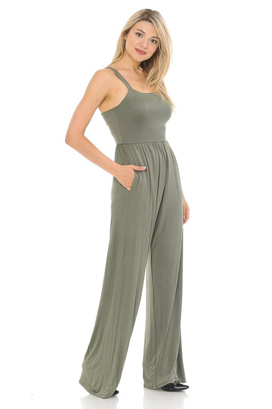 SOLID JUMPSUIT WITH POCKETS