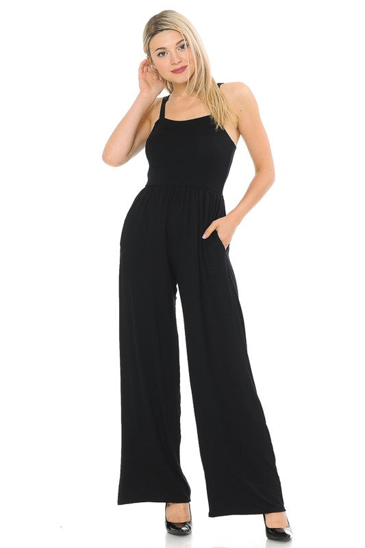 SOLID JUMPSUIT WITH POCKETS